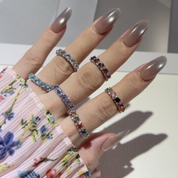 S925 silver k gold plated natural apatite sapphire ring women's light luxury classic commuting live mouth adjustable jewelry