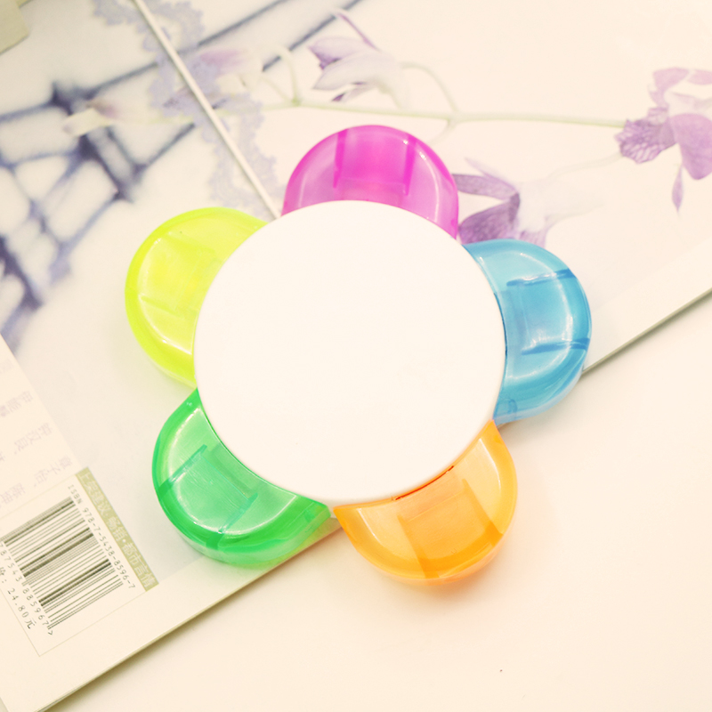Factory direct supply plum blossom petal-shaped 5-color fluorescent marker pen friend student prize business advertising LOGO customization
