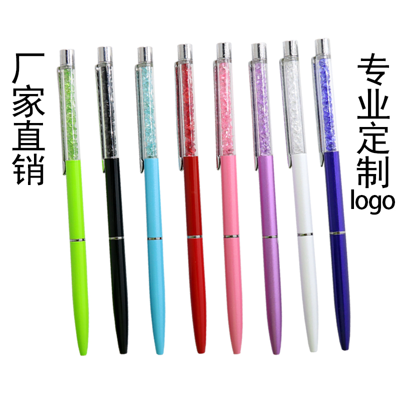Factory direct supply flat-top crystal ladies bag mini thin stick sticky note black ballpoint pen fashion signature gel pen
