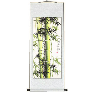 Calligraphy and painting living room Bamboo painting hanging painting vertical version of flower and bird painting office calligraphy and painting Feng Shui scroll decoration painting bamboo newspaper safe