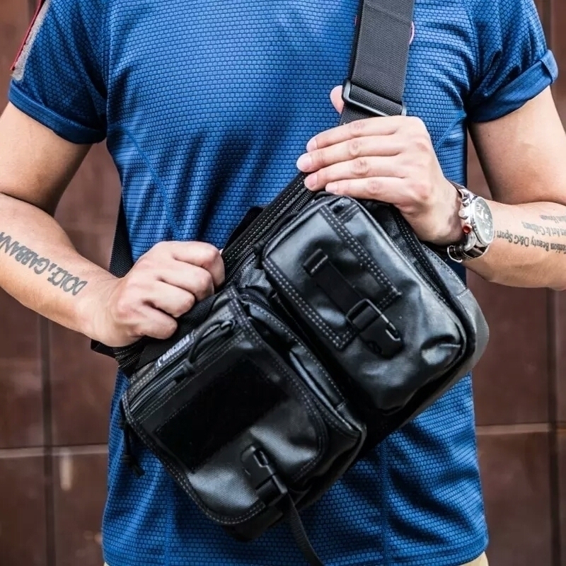 McGhose Magforce Mall 0486 Mobile Take a Waist Bag with a Man's Shoulder Slip Bag Multi Pocket Casual Bag