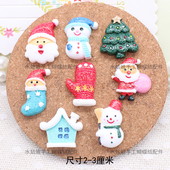 Christmas Diy Hair Accessories Hair Clip Hairpin Clip Material Accessories Patch Resin Snowman Christmas Tree Hand