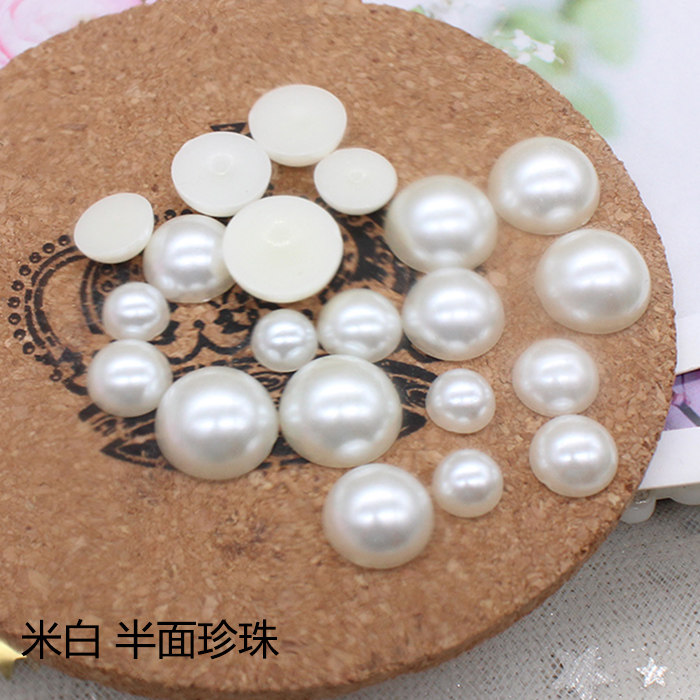 Off-white 6 8 10 14mm semi-circle imitation pearl flat bottom pearl patch DIY hair accessories accessories material