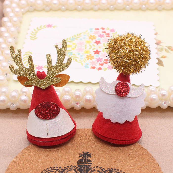 Christmas Diy Handmade Hair Accessories Hair Clip Material Red Deer Corner Golden Scallion Jersey Christmas Hat Accessories Clip Material
