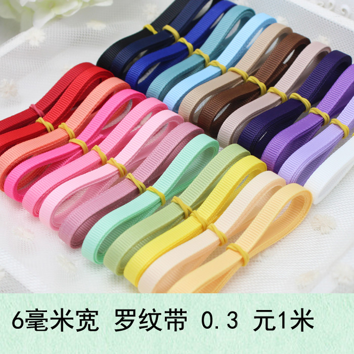 6mm fine rib ribbon ribbon bow clip headgear hair clip handmade DIY hair accessories material
