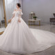 Main wedding dress 2022 new bride temperament one word shoulder palace style light high-end French luxury tail 2021