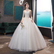 Thạc sĩ áo cưới 2020 mới cô dâu trơn ngực mỏng đơn giản phong cách sen mơ siêu Pháp sao cổ tích kéo đuôi váy ánh sáng