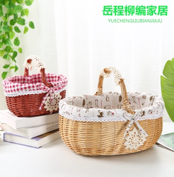 Rattan Picnic Basket, Storage Basket, Shopping Basket, Egg Basket, Gift Basket, Wicker Fruit Basket, Portable Picking Basket, Storage Container