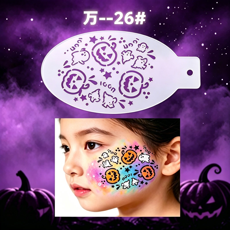 Human Face Painting Halloween Template Horror Skull Makeup Ghost Pumpkin Spider Hollow Painting Stencil