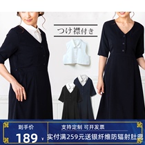 Pregnant womens business suit black mid-sleeve slim-fit professional suit Spring and Autumn suit Cotton shirt vest over-the-knee dress