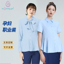 Maternity shirts interview wear professional work clothes work clothes tops chiffon belly-covering lace-up loose white shirts