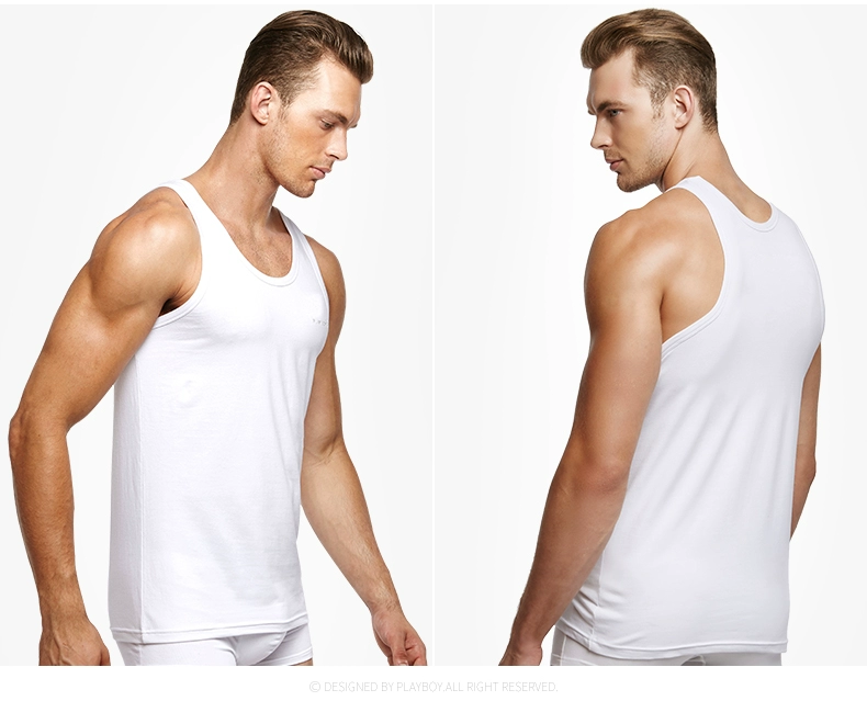 Playboy vest nam mùa thu đông thanh niên thấm mồ hôi đáy quần Lycra cotton tròn cổ thể thao vest nam