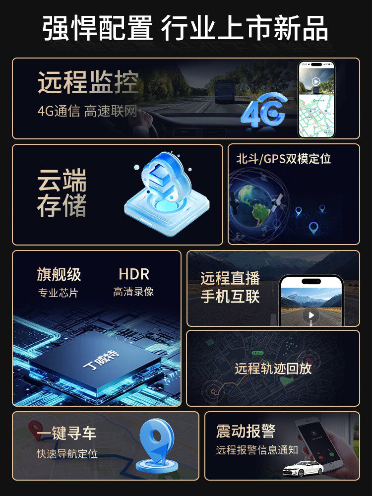 Dingweite Driving Recorder 4g Remote Mobile Phone Monitoring with Gps Positioning for Vehicles 2026 New Model Without Wiring