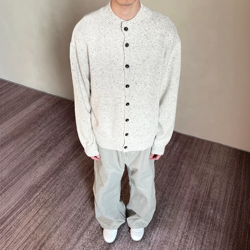 Old Money Style Patchwork Floral Casual Knit Cardigan for Men, Autumn and Winter, Lazy Vibe, Versatile Loose Button-Up Sweater, Ins Style