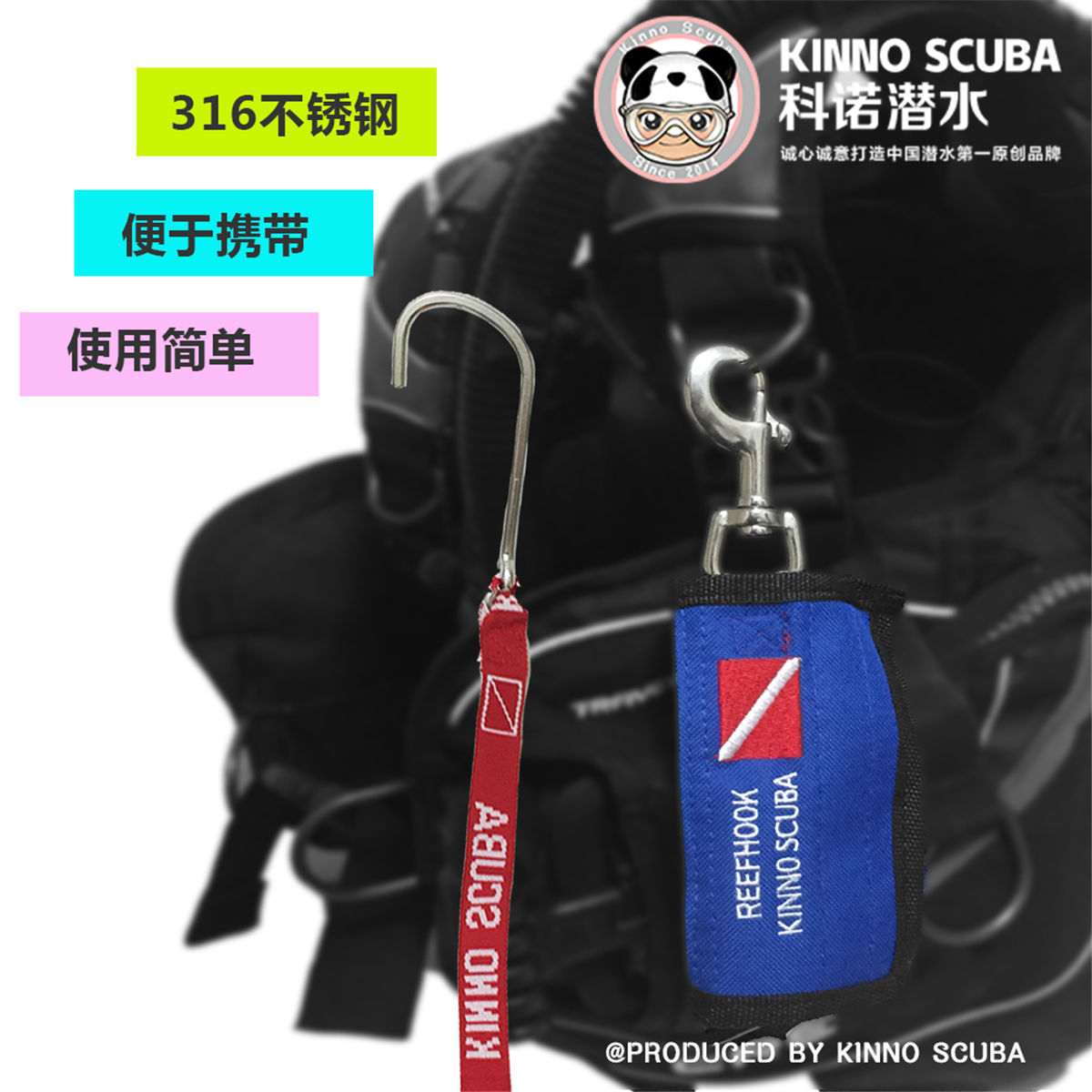 Kinno Scuba diving solid single head 316 stainless steel portable flow hook boat Cebu safety gear