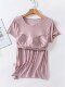 Padded pajamas women's tops Modal summer short-sleeved bra-free thin casual sports women's summer home wear