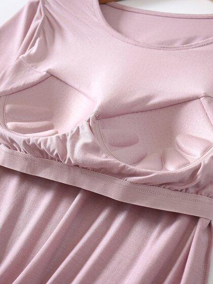 Padded pajamas women's tops Modal summer short-sleeved bra-free thin casual sports women's summer home wear