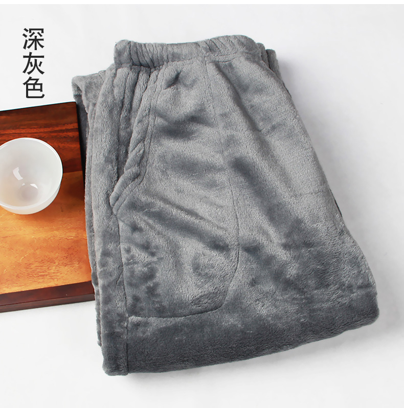 Quần Pyjama Quần lửng ống rộng cho nam rộng Kích cỡ lớn Mùa thu và mùa đông Trang chủ Ấm áp Lông cừu bộ mặc nhà