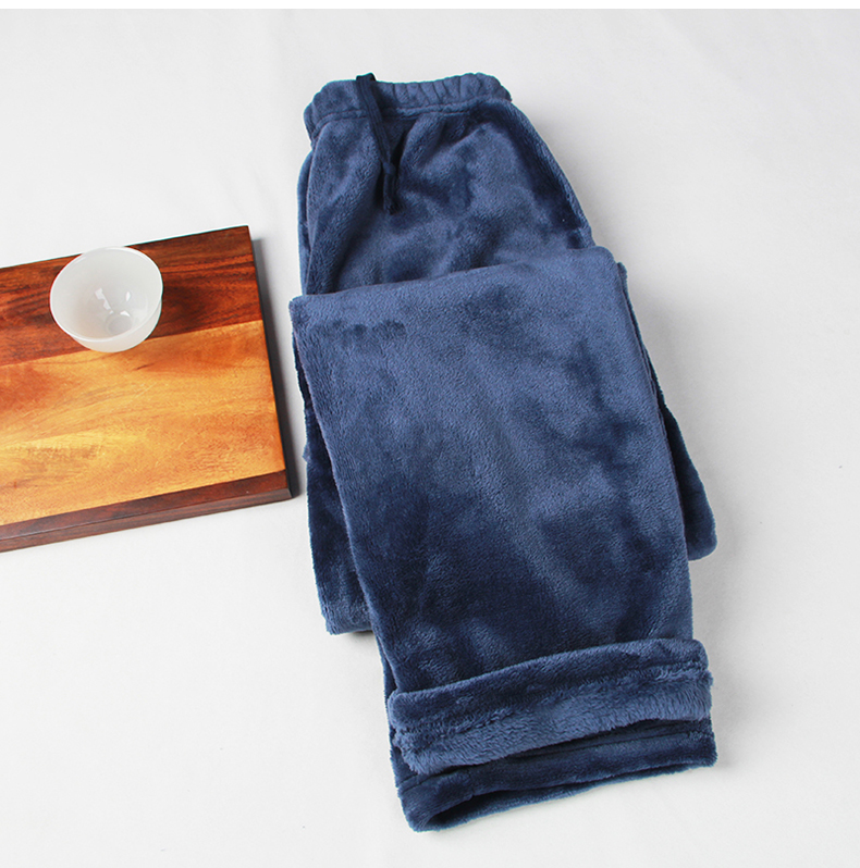 Quần Pyjama Quần lửng ống rộng cho nam rộng Kích cỡ lớn Mùa thu và mùa đông Trang chủ Ấm áp Lông cừu bộ mặc nhà