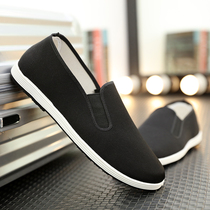 Old Beijing cloth shoes male father middle-aged one pedal autumn canvas work Leisure breathable versatile black single shoes men