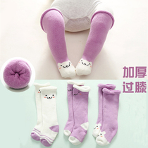 Baby stockings pure cotton autumn and winter thickened velvet warm newborns toddlers babies winter over-the-knee socks