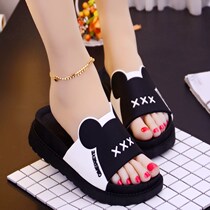 2020 new sandals female summer increased thick bottom can love home home indoor flat heel soft bottom non-slip bath slippers