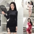Yy mạng màu đỏ sống nữ neo trên gương quần áo gợi cảm đêm shop slim split túi đeo hông thời trang 	váy suông cột dây eo Váy eo cao