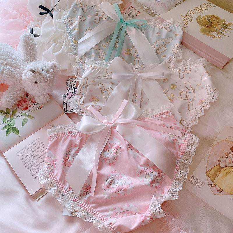 Japanese soft girl cute Lolita girl ribbon bow sexy Melody big ears laurel dog panties