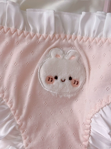 Розовое японское хлопковое нижнее белье, милая кукла, трусы, стиль Лолита, с вышивкой