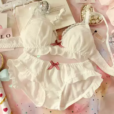 Japanese soft sister Lolita girl pure cotton cute princess thin rimless underwear triangle cup underwear set