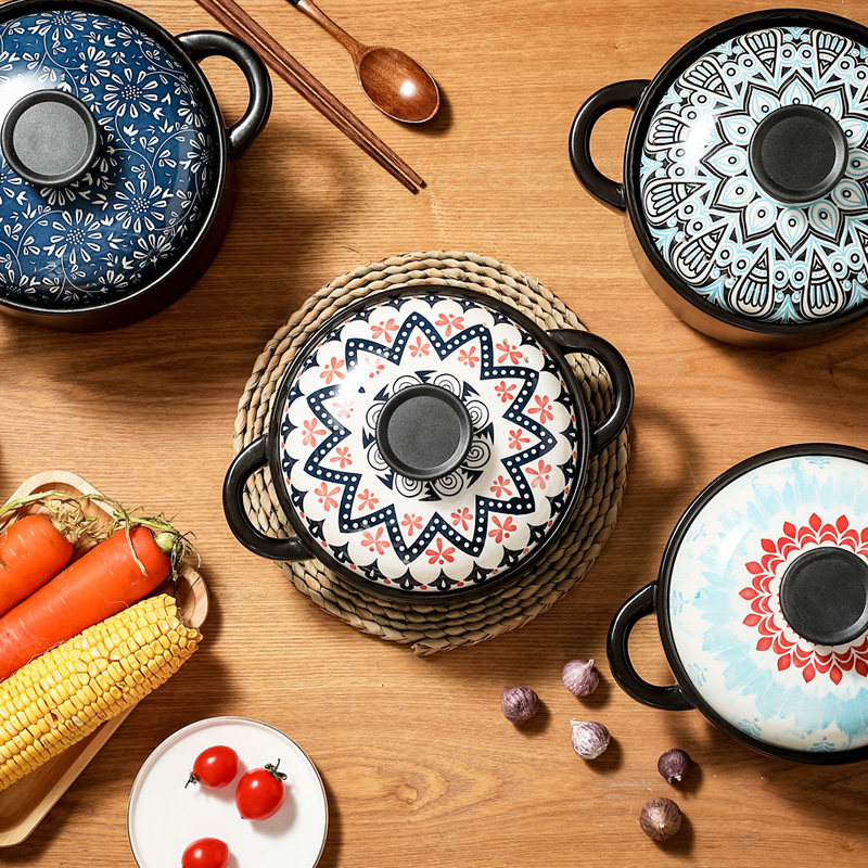 Japanese Castile Ceramic Stew Cooker Dry Fired Without Failure Household Gas Cooker Special Stew Sand Cooker Resistant to High Temperature Wattle Soup Pot