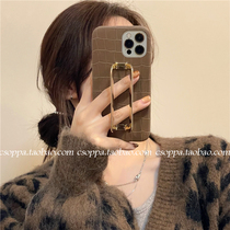 Cold wind metal stent for iPhone 13 pro max Apple 14 pro phone case 11 crocodile stripes 12 women