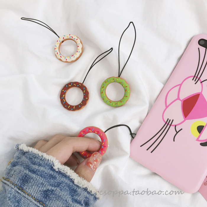 Cute donut small hand rope lanyard pendant mobile phone suitable for iPhone7plus 6s 8 X Apple Xs Max