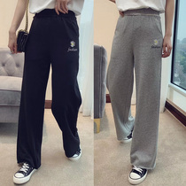 European station 2021 autumn and winter Tide womens new loose Joker wide leg pants womens high waist straight sports pants children