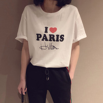 European station 2021 spring and summer new womens Korean version of ins tide White European short sleeve T-shirt base shirt clothes
