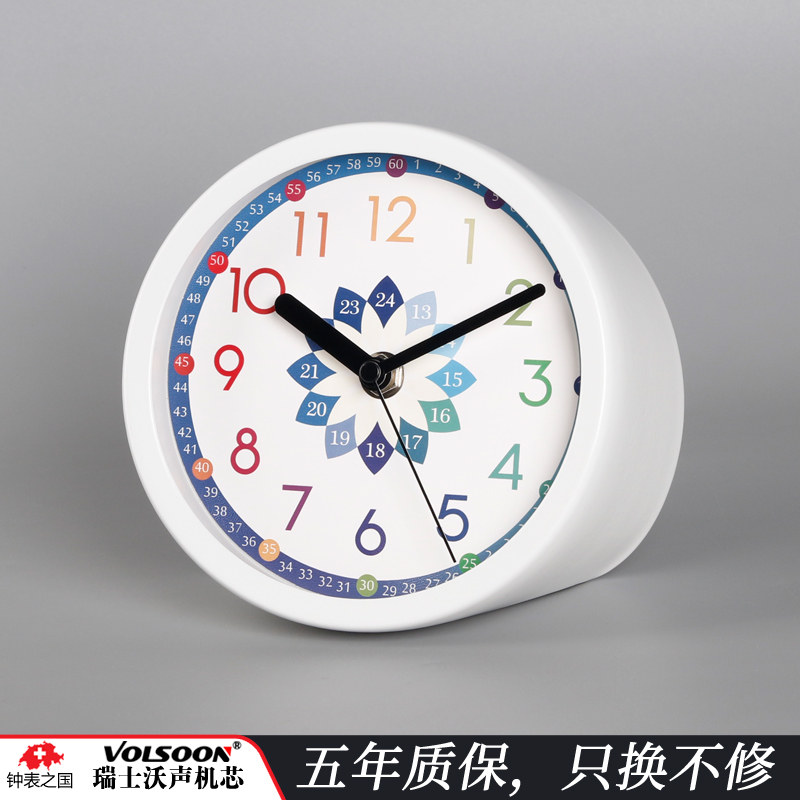 TQJ children's room early education to recognize the table Creative desk clock Learning to sit clock Silent quartz clock Fashion table clock table clock