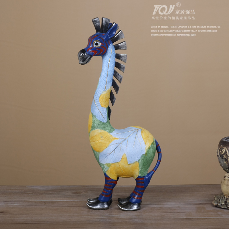 TQJ Mediterranean Living Room Resin Decoration Desktop Accessories Zebra Crafts Opening Gift