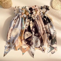 Korean floral Korean fairy streamer head rope Adult fashion foreign style Tie hair scarf Hair band Temperament hair accessories