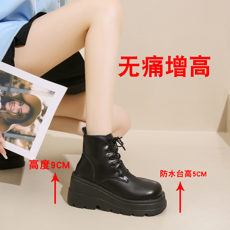 Thick-Soled Cosplay Height-Increasing Shoes 9cm 20cm Platform Martin Boots Spring and Autumn British Style Women's Short Boots Height-Increasing Shoes Boots Thick-Soled Cosplay Height-Increasing Shoes 9cm 20cm Platform Martin Boots Spring and Autumn British Style Women's Short Boots Height-Increasing Shoes Boots
