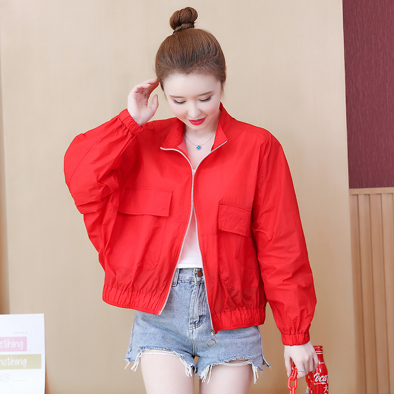 Thin Coat for Women, Plus Size, New Summer Style, Loose Baseball Jacket, Fashionable Outdoor Long-Sleeve Cardigan, Stand Collar, Korean Style Trendy