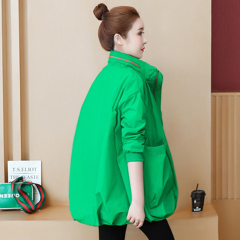 Women's Mid-Length Loose Casual Spring and Autumn New Thin Trench Coat, Fashionable Internet Celebrity Baseball Jacket with Stand Collar, Korean Style