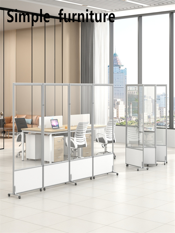 Office Mobile Screen Windmill Room Movable Partition Wall Tempered Glass Transparent Baffle Foldable Storage Acrylic
