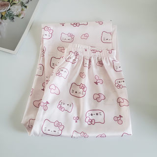 Hellokitty Cartoon Cute Pajama Pants for Women, Ice Silk Long Pants, Summer Thin Cool Loose Casual Home Pants