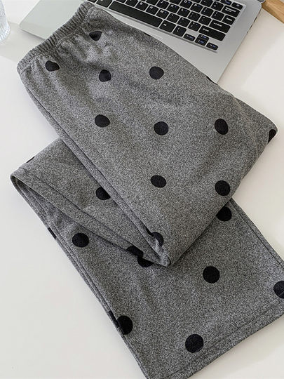 Women's pajama pants German velvet trousers winter warm brushed straight warm pants loose casual autumn and winter pocket home pants