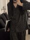 Leopard print cotton pajamas for women 2025 new spring and autumn long-sleeved cardigan casual two-piece suit summer thin home wear