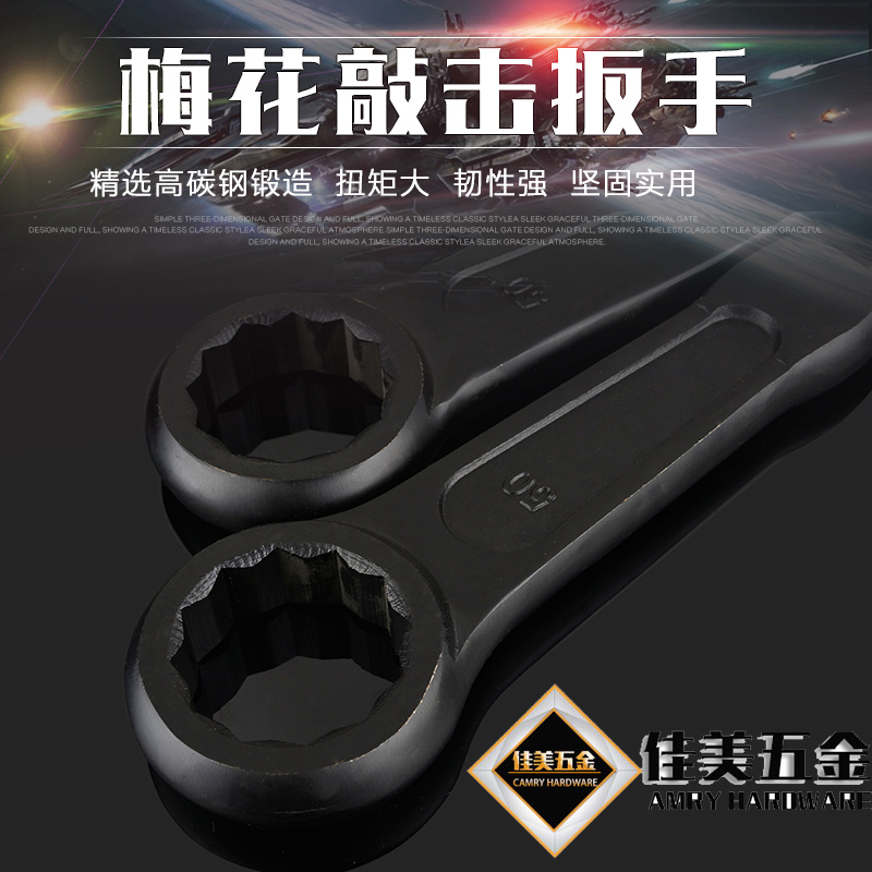 Knock Straight Shank Heavy Plum Wrench Single Head Hexagon Industrial Big Wrench Knock On Dead Wrench Steam Repair Tool