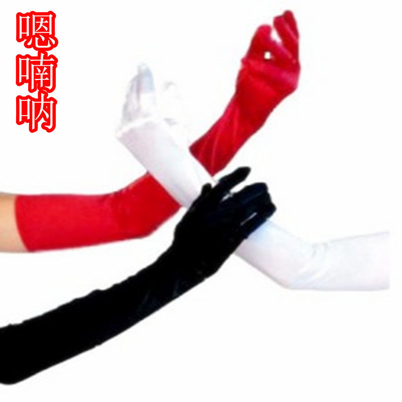 Рождественские сценические костюмы, теплые длинные перчатки, свадебные перчатки, рождественские перчатки, красные, черные и белые Изображение 1