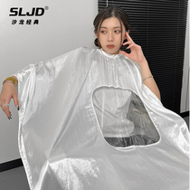 High-end transparent barber scarf professional hair salon hair salon clothes adult hair cutting scarf custom shop name LOGO white