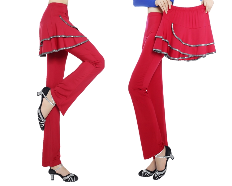 Trang phục khiêu vũ vuông quần mới lụa sữa quần thể dục khiêu vũ quần Latin nhảy múa váy quần nữ mùa hè - Khiêu vũ / Thể dục nhịp điệu / Thể dục dụng cụ váy nhảy cha cha cha