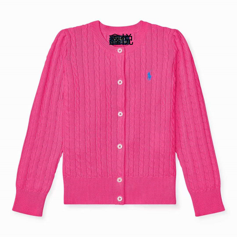 Rose (No.1)Autumn and winter RL girl pure cotton Long sleeve Twist Hemp flowers Weave knitting Cardigan    girl Versatile sweater   Air conditioning shirt
